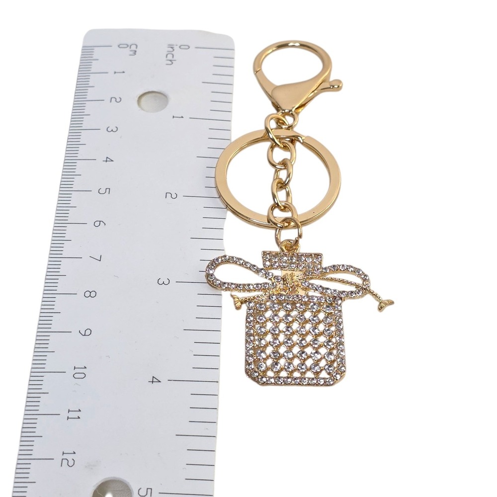Perfume‎ Bottle Rhinestone Keychain Bag Charm Chloe Accessory Gold Tone New - Picture 5 of 6
